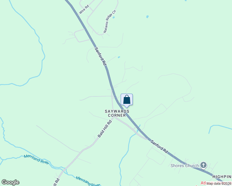 map of restaurants, bars, coffee shops, grocery stores, and more near 2427 Sanford Road in Wells