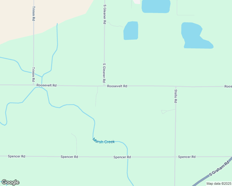 map of restaurants, bars, coffee shops, grocery stores, and more near 11917 Roosevelt Road in Saginaw