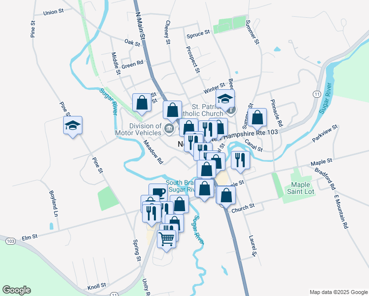 map of restaurants, bars, coffee shops, grocery stores, and more near in Newport