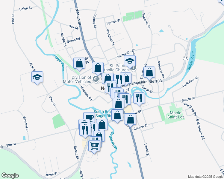 map of restaurants, bars, coffee shops, grocery stores, and more near in Newport