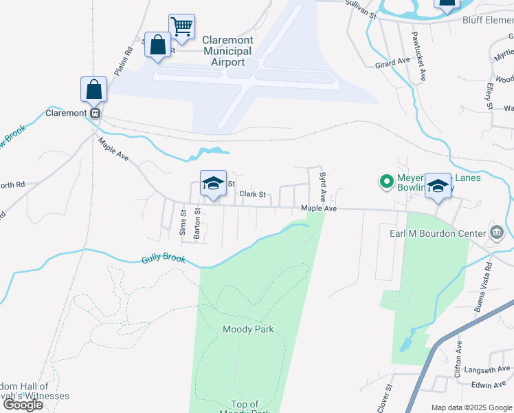 map of restaurants, bars, coffee shops, grocery stores, and more near 183 Maple Ave in Claremont