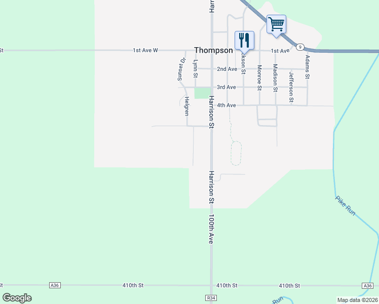 map of restaurants, bars, coffee shops, grocery stores, and more near 536 South Lynn Street in Thompson