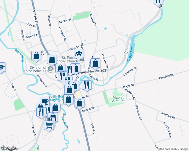 map of restaurants, bars, coffee shops, grocery stores, and more near 29 Sullivan Street in Newport