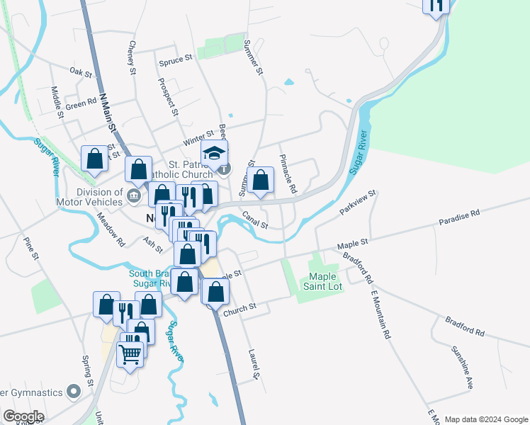 map of restaurants, bars, coffee shops, grocery stores, and more near 29 Sullivan Street in Newport