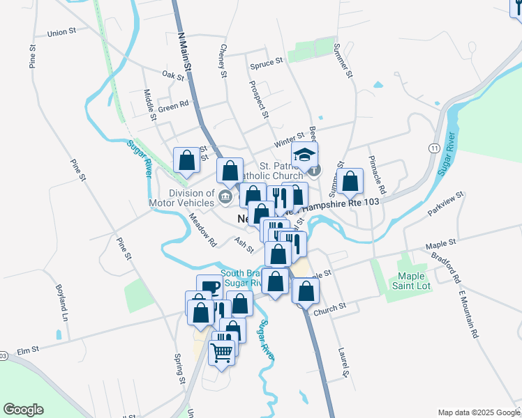 map of restaurants, bars, coffee shops, grocery stores, and more near in Newport