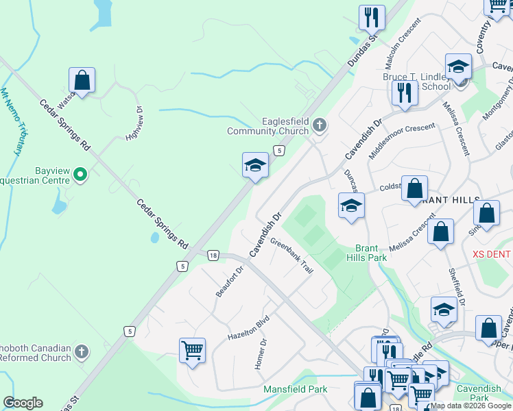 map of restaurants, bars, coffee shops, grocery stores, and more near 2429 Overton Drive in Burlington