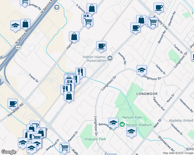 map of restaurants, bars, coffee shops, grocery stores, and more near Forget Common in Burlington