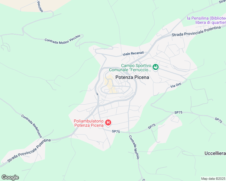 map of restaurants, bars, coffee shops, grocery stores, and more near 8 Via Silvio Pellico in Potenza Picena