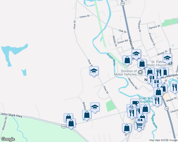 map of restaurants, bars, coffee shops, grocery stores, and more near 112 Pine Street in Newport