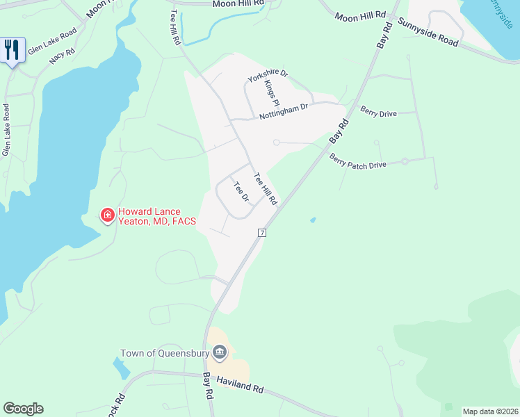 map of restaurants, bars, coffee shops, grocery stores, and more near 11 Country Colony Road in Queensbury