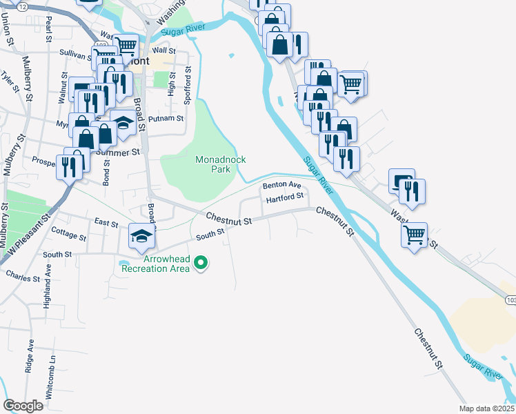 map of restaurants, bars, coffee shops, grocery stores, and more near 15 Osgood Avenue in Claremont