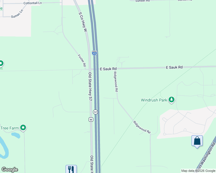 map of restaurants, bars, coffee shops, grocery stores, and more near 1153 East Sauk Road in Grafton