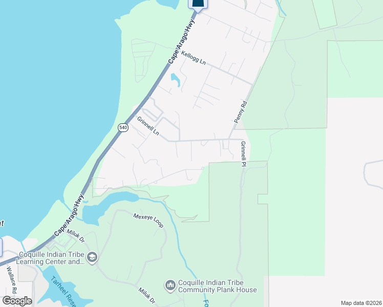 map of restaurants, bars, coffee shops, grocery stores, and more near Braley Road in Coos Bay