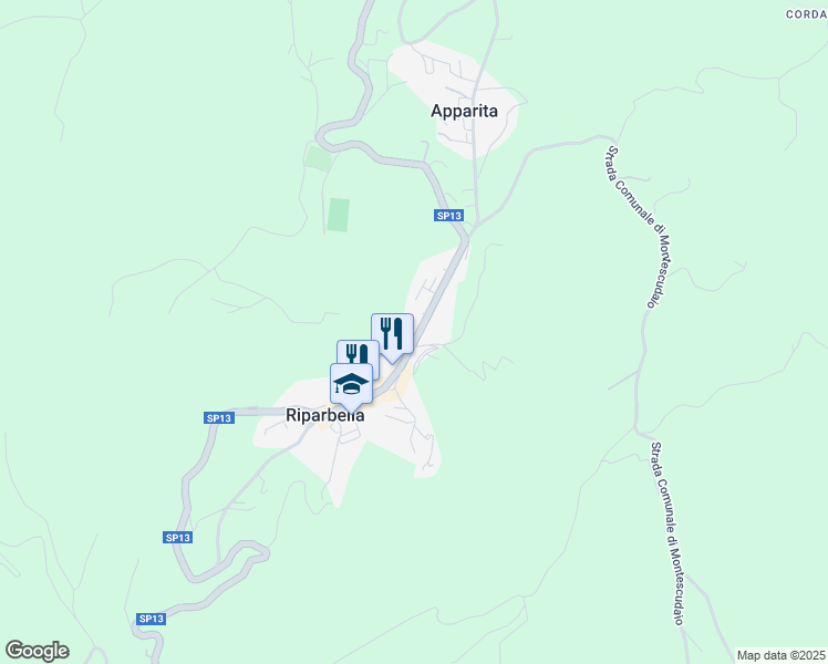 map of restaurants, bars, coffee shops, grocery stores, and more near in Riparbella