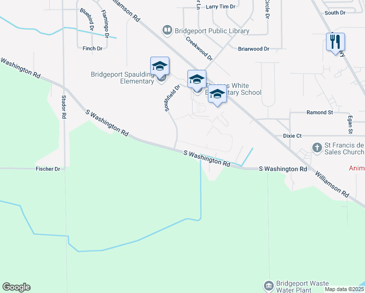 map of restaurants, bars, coffee shops, grocery stores, and more near 4979 South Washington Road in Saginaw