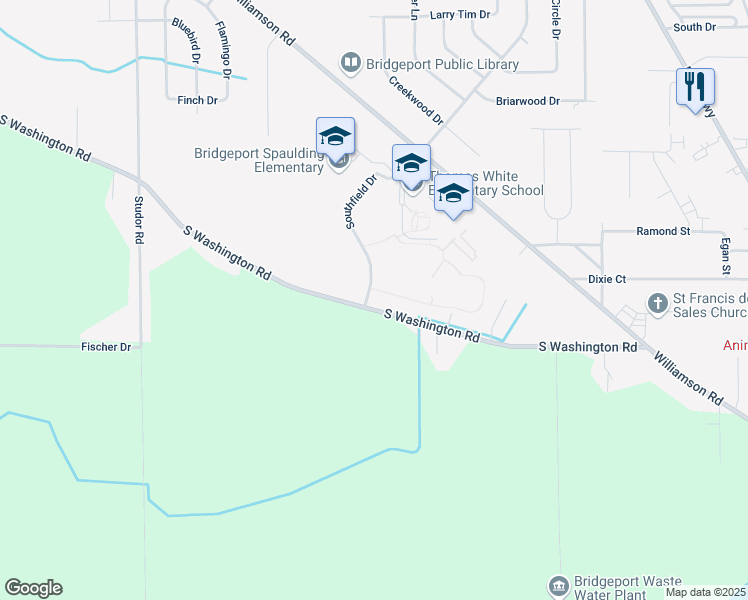 map of restaurants, bars, coffee shops, grocery stores, and more near 4979 South Washington Road in Saginaw
