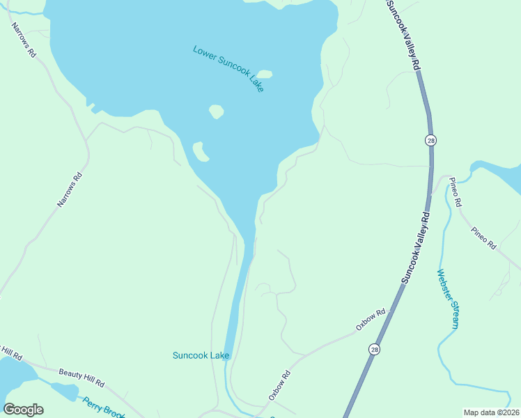 map of restaurants, bars, coffee shops, grocery stores, and more near 20 Ridge Road in Barnstead