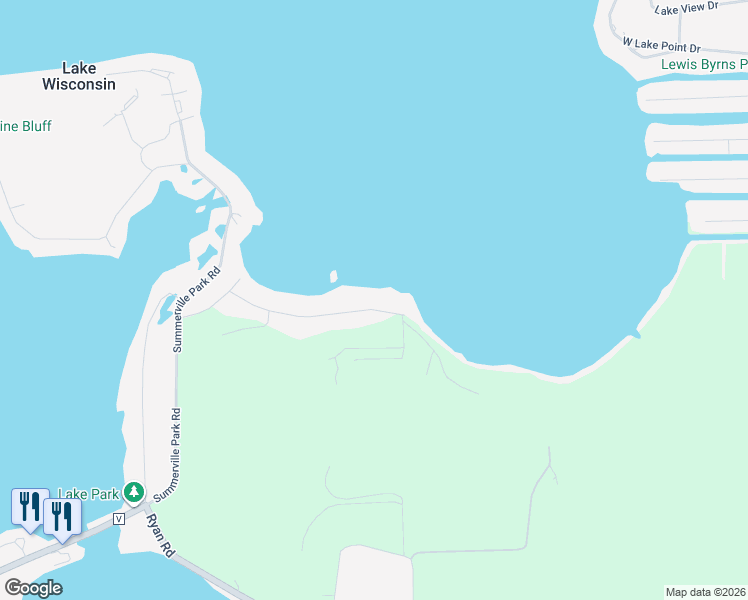 map of restaurants, bars, coffee shops, grocery stores, and more near W11354 Bay Drive in Lodi