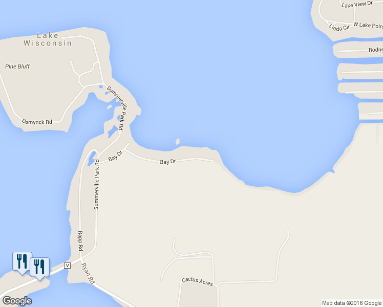 map of restaurants, bars, coffee shops, grocery stores, and more near W11354 Bay Drive in Lodi