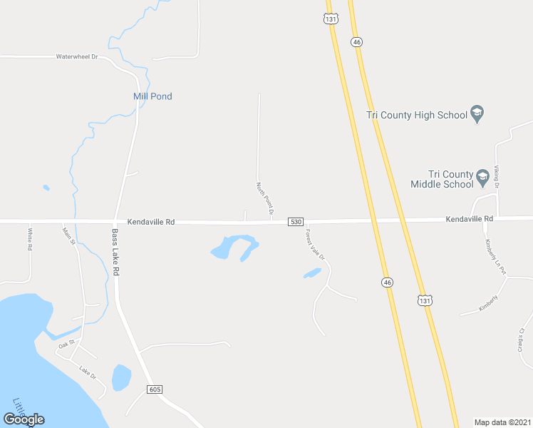 map of restaurants, bars, coffee shops, grocery stores, and more near 22010 Kendaville Road in Pierson