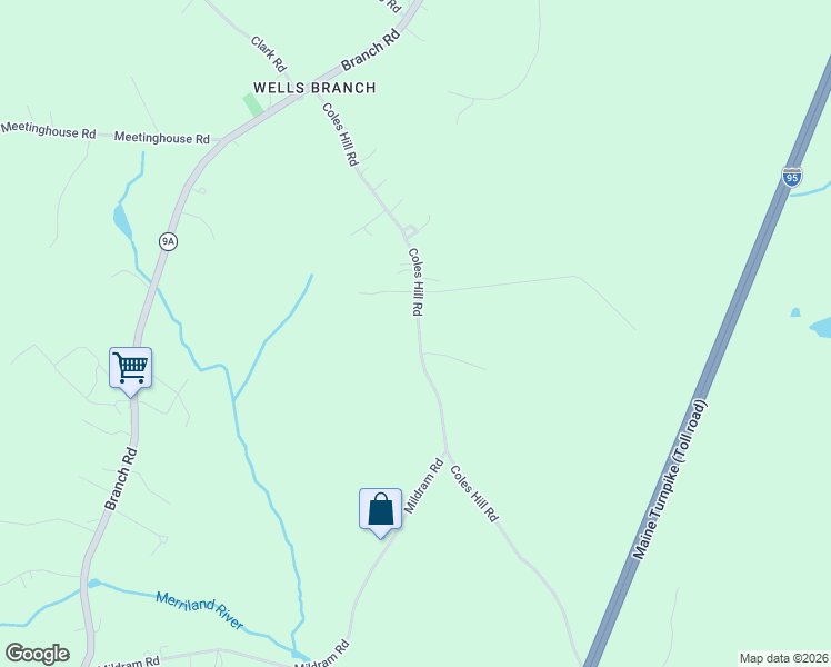 map of restaurants, bars, coffee shops, grocery stores, and more near Coles Hill Rd in Wells