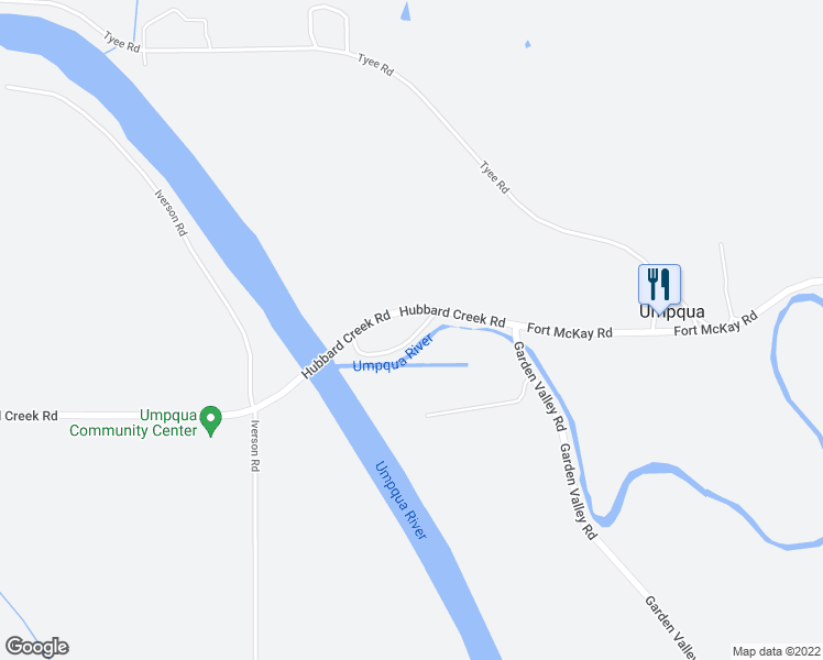 map of restaurants, bars, coffee shops, grocery stores, and more near 278 Hubbard Creek Road in Umpqua