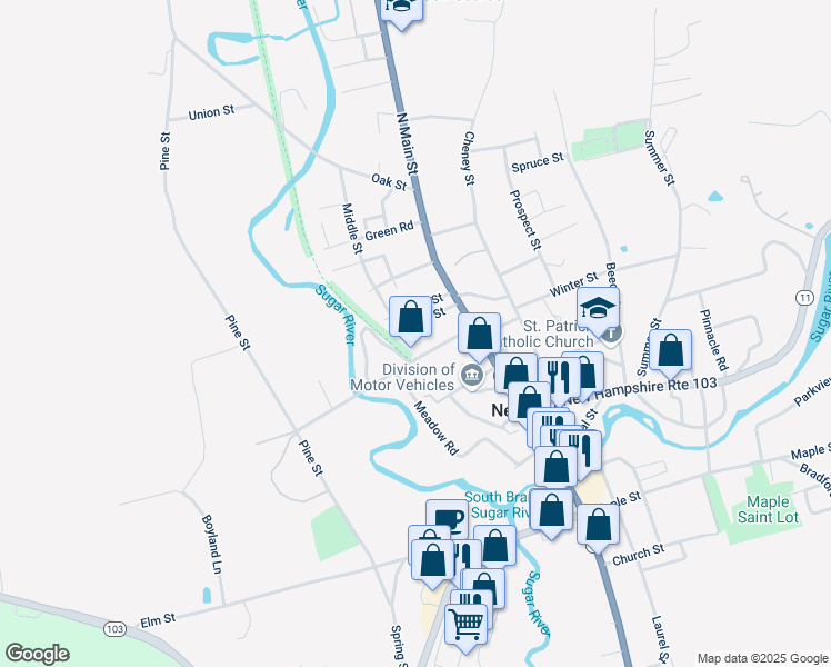 map of restaurants, bars, coffee shops, grocery stores, and more near 65 Belknap Avenue in Newport