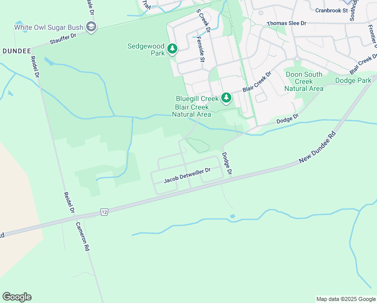 map of restaurants, bars, coffee shops, grocery stores, and more near 3 Wild Chicory Street in Kitchener