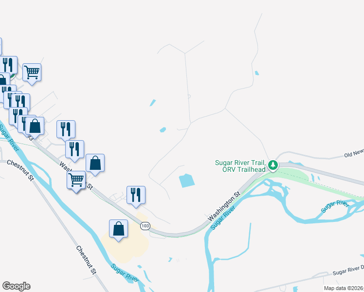 map of restaurants, bars, coffee shops, grocery stores, and more near 136 Roberts Hill Road in Claremont