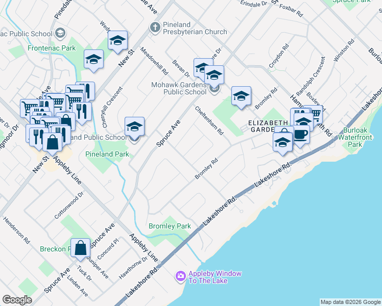 map of restaurants, bars, coffee shops, grocery stores, and more near 5178 Hunter Drive in Burlington