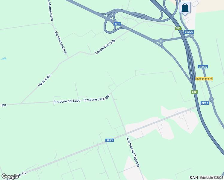 map of restaurants, bars, coffee shops, grocery stores, and more near 13 Località Stradone del Lupo in Livorno