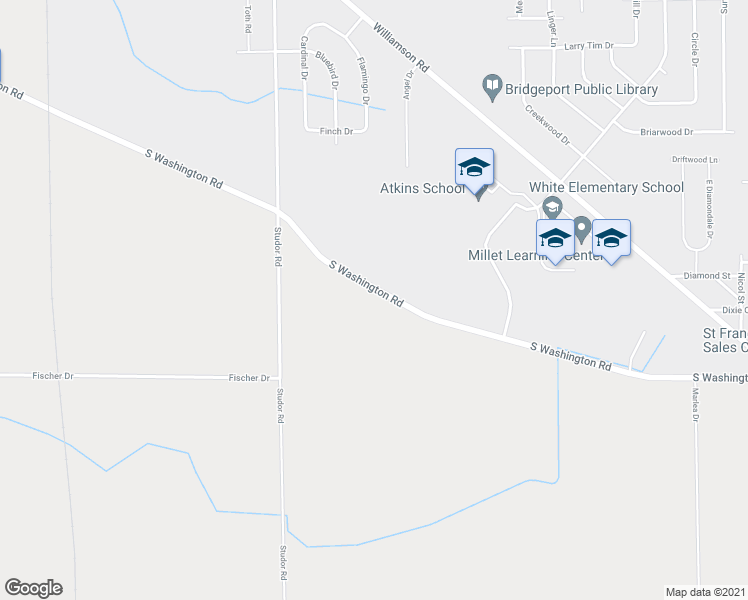 map of restaurants, bars, coffee shops, grocery stores, and more near 4865 South Washington Road in Saginaw