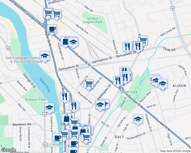 map of restaurants, bars, coffee shops, grocery stores, and more near 39 Portland Street in Cambridge