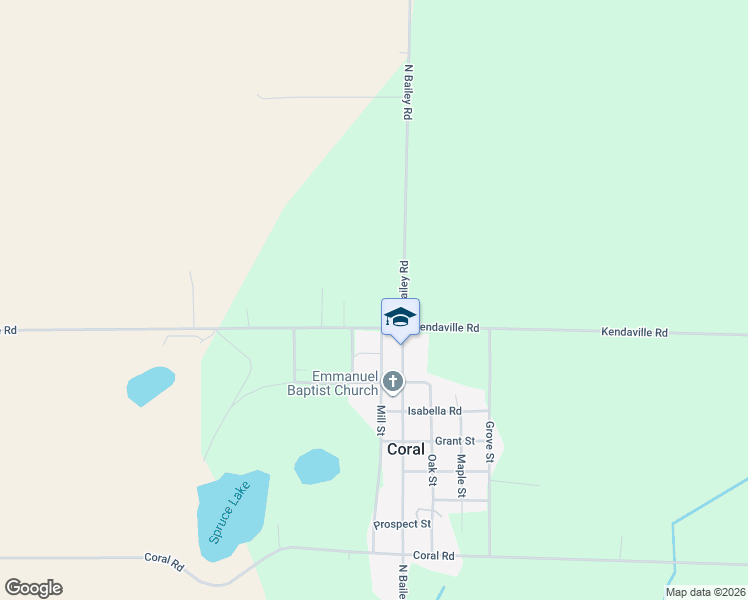 map of restaurants, bars, coffee shops, grocery stores, and more near 5057 North Bailey Road in Coral
