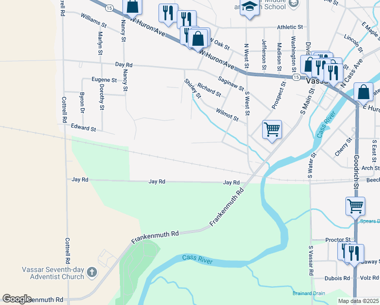 map of restaurants, bars, coffee shops, grocery stores, and more near 719 Cork Pine Lane in Vassar