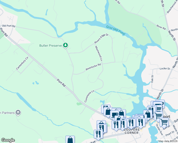 map of restaurants, bars, coffee shops, grocery stores, and more near 24 Lockwood Drive in Kennebunk