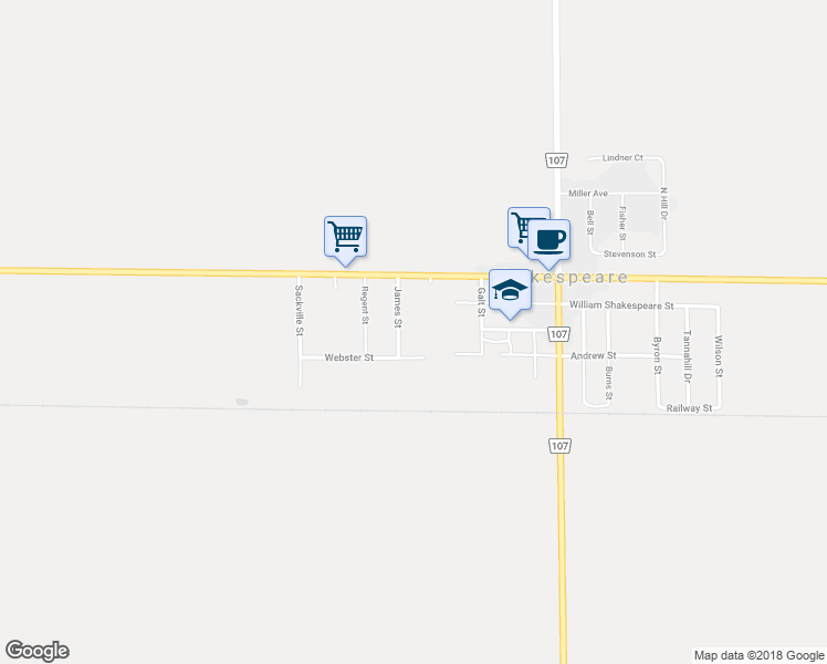 map of restaurants, bars, coffee shops, grocery stores, and more near 3981 James Street in Perth East