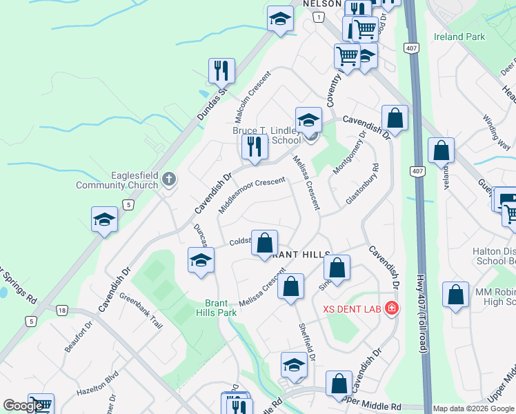 map of restaurants, bars, coffee shops, grocery stores, and more near 2240 Manchester Drive in Burlington