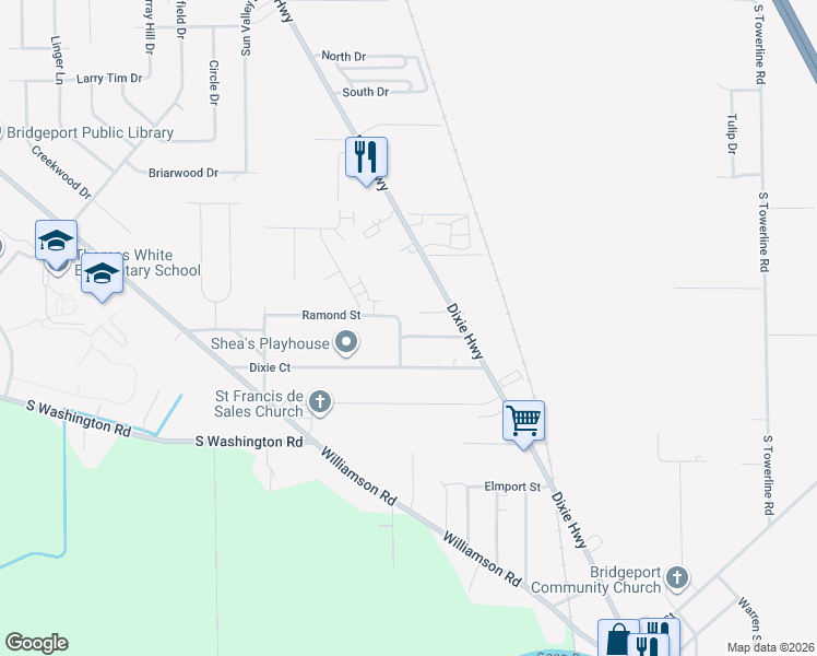map of restaurants, bars, coffee shops, grocery stores, and more near 3305 Gretchen Street in Saginaw