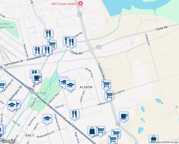 map of restaurants, bars, coffee shops, grocery stores, and more near 95 Alison Avenue in Cambridge