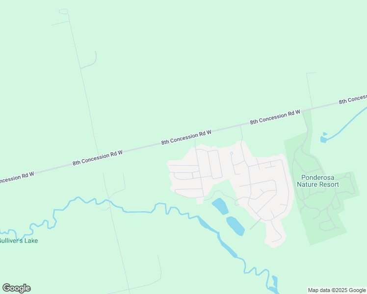 map of restaurants, bars, coffee shops, grocery stores, and more near 1294 8th Concession Road West in Hamilton