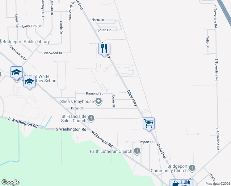 map of restaurants, bars, coffee shops, grocery stores, and more near 3295 Ramond Street in Saginaw
