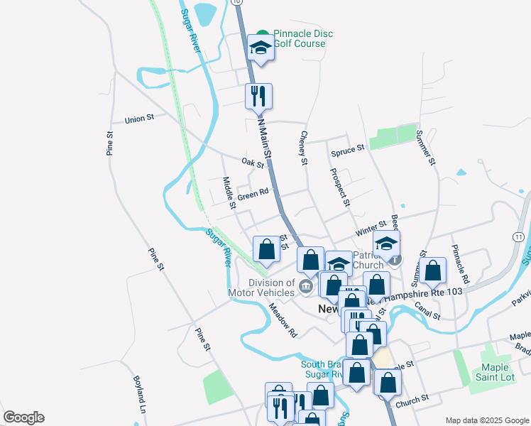 map of restaurants, bars, coffee shops, grocery stores, and more near 1A Syndicate Street in Newport