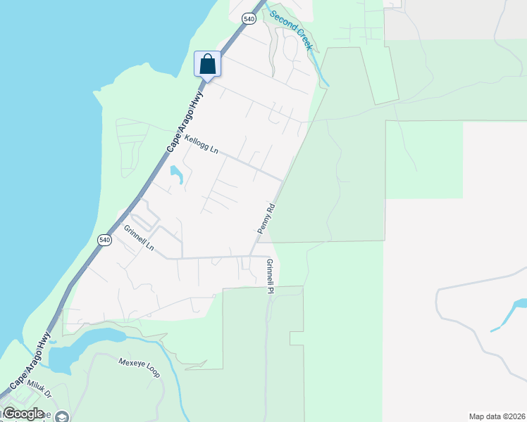 map of restaurants, bars, coffee shops, grocery stores, and more near 64334 Penny Road in Coos Bay
