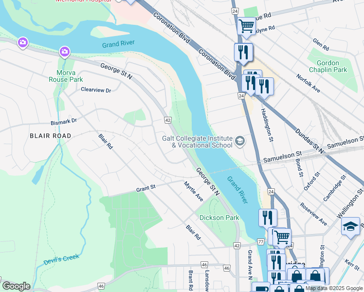 map of restaurants, bars, coffee shops, grocery stores, and more near 71 Saxony Circle in Cambridge