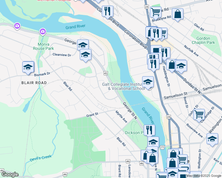 map of restaurants, bars, coffee shops, grocery stores, and more near 71 Saxony Circle in Cambridge