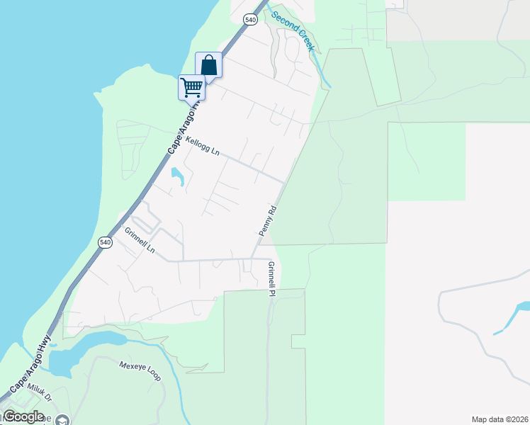 map of restaurants, bars, coffee shops, grocery stores, and more near 64334 Penny Road in Coos Bay