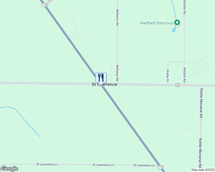 map of restaurants, bars, coffee shops, grocery stores, and more near 5921 County Highway K in Hartford