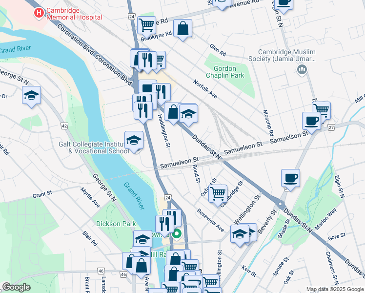 map of restaurants, bars, coffee shops, grocery stores, and more near 20 Hopeton Street in Cambridge