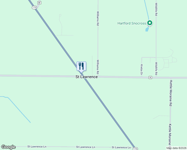 map of restaurants, bars, coffee shops, grocery stores, and more near 5921 County Highway K in Hartford